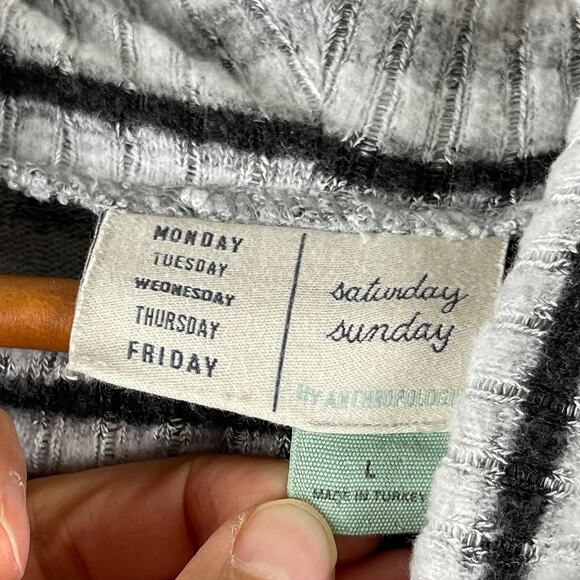 Anthropologie Saturday Sunday Pippa Hacci Top Womens Large Striped Cowl Neck - Picture 6 of 14